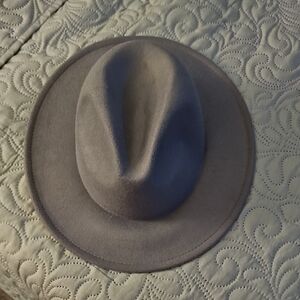 Stylish Gray Wool/Polyester Fedora Hat ( Unisex)